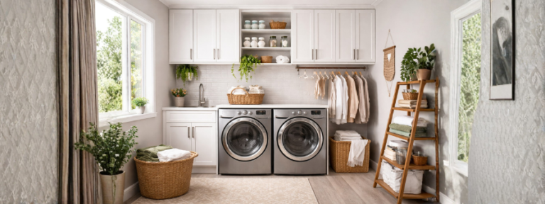 Clean and organized laundry room