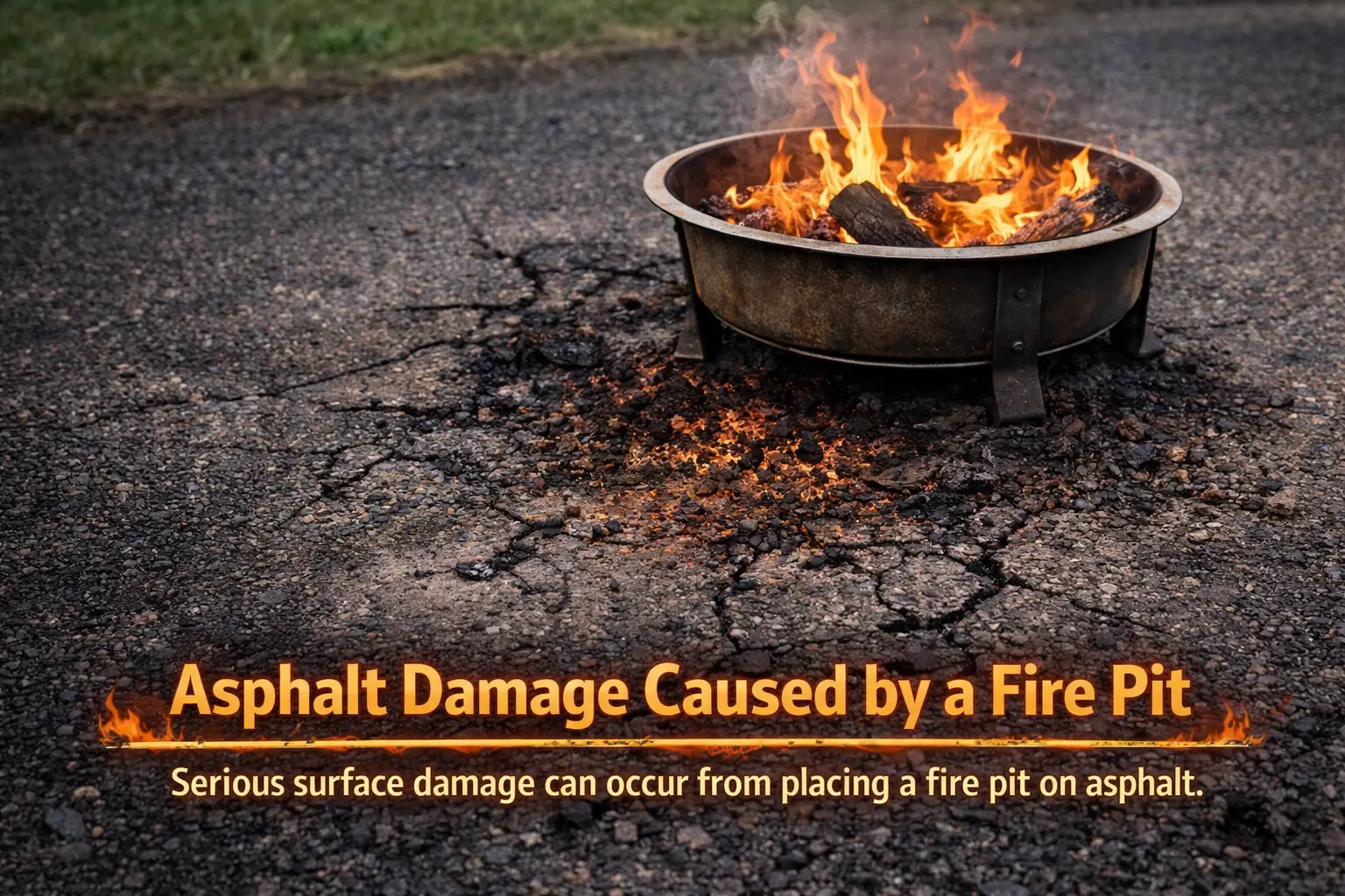 asphalt damage can be caused by a fire pit