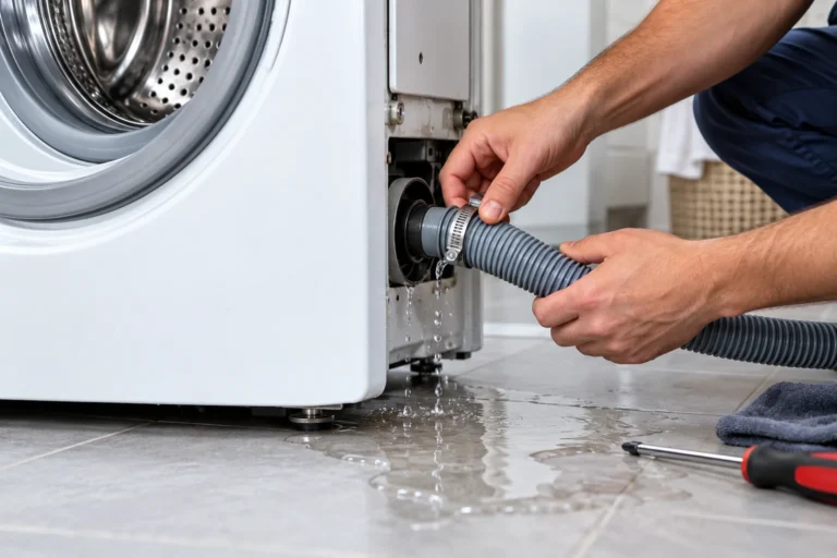 Fix drain hose of a leaking washing machine